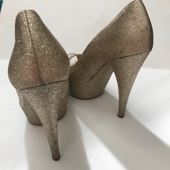 Enzo Angiolini Gold Glitter Sparkly Heels Sz 7 - Picture 5 of 8